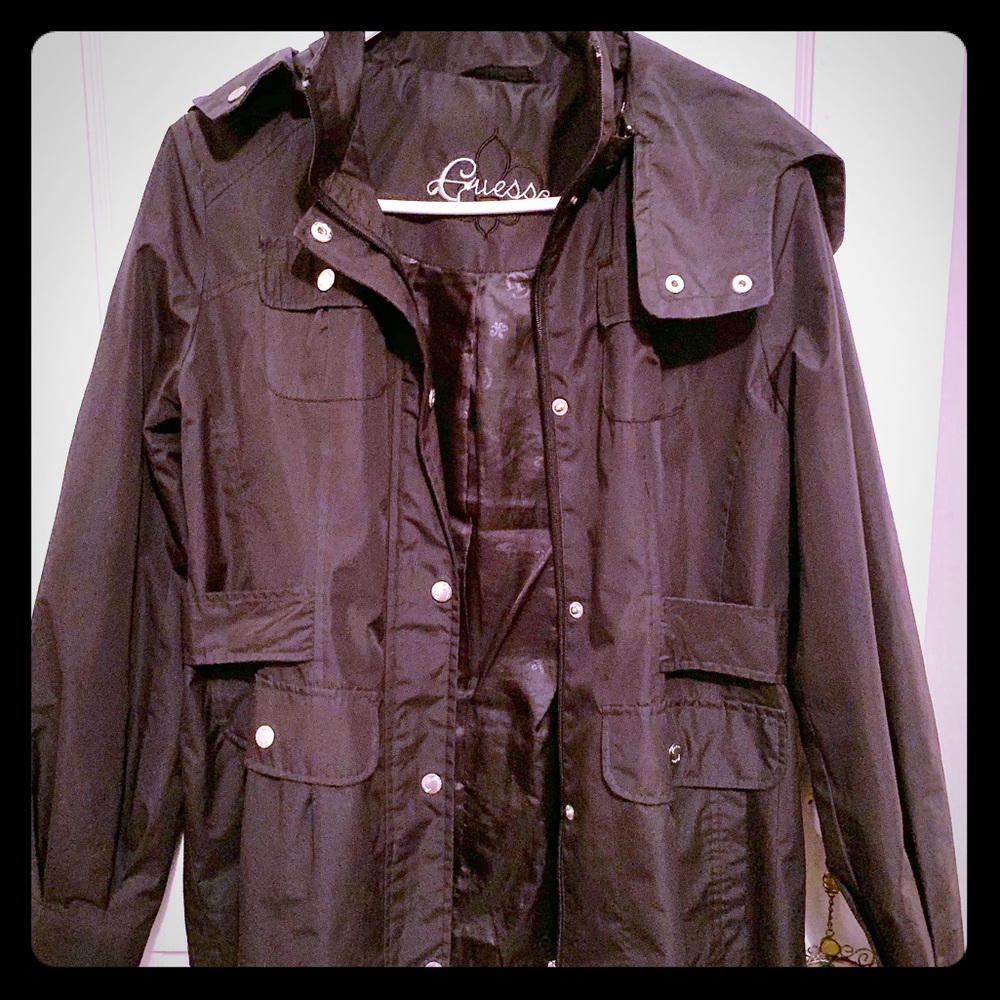 Black Guess Rain Coat